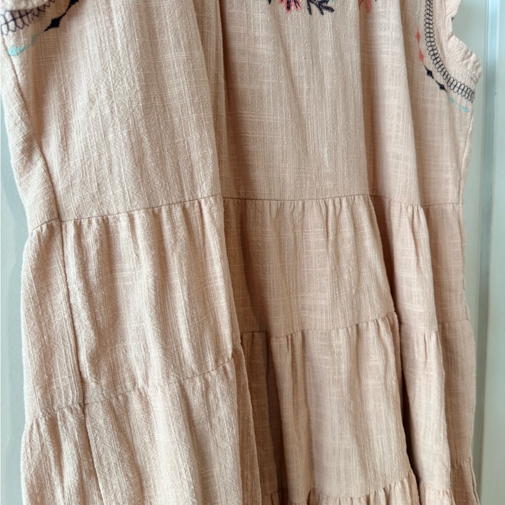 Knox Rose Blush Pink Embroidered Tiered Dress Medium Boho Cottagecore - Picture 4 of 10